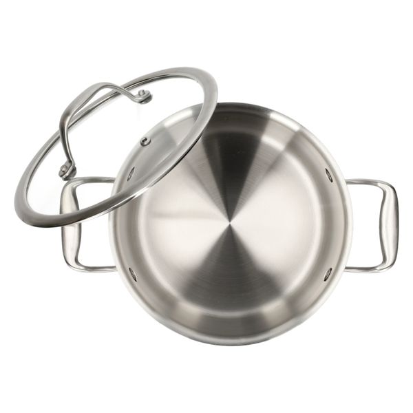 Kookpan met glazen deksel, 3-laags, rvs, Ø20 cm
