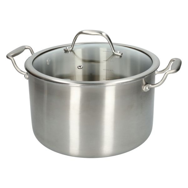 Kookpan met glazen deksel, 3-laags, rvs,Ø24 cm