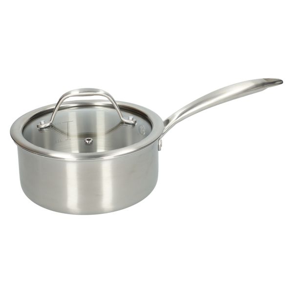 Stielkochtopf mit Glasdeckel, 3-lagig, rostfreier Stahl, 1,25l, Ø16 cm