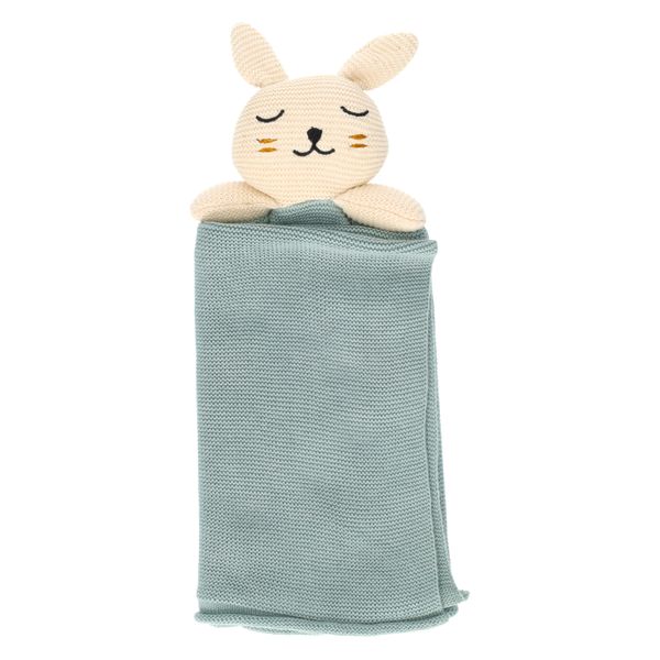 Knuffeldoek, GOTS katoen, gebreid, konijn