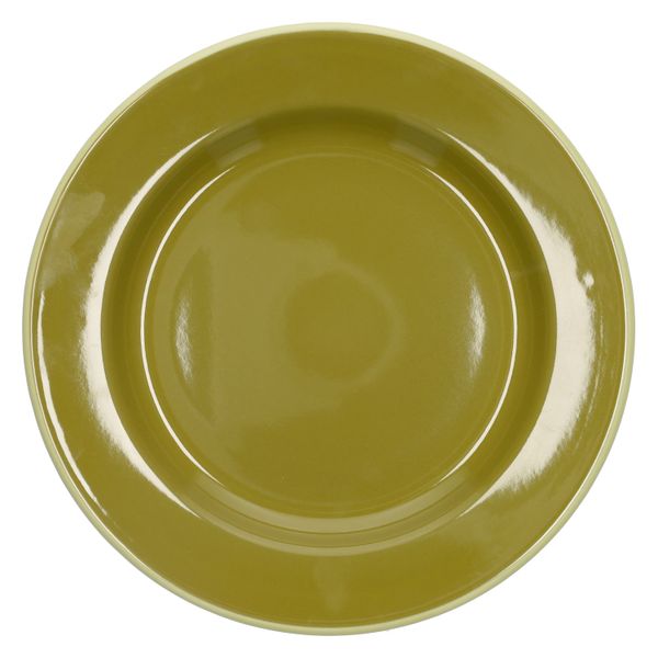 Plate, enmal, olive green with light-green rim, Ø26 CM