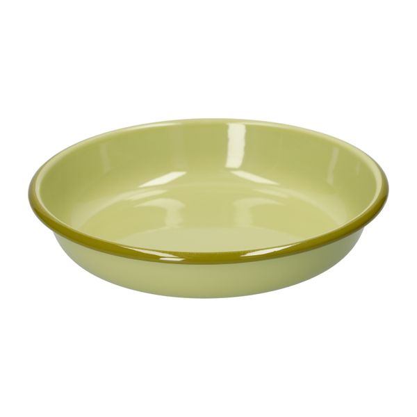 Soup plate, enamel, light green with olive green rim, Ø22 CM