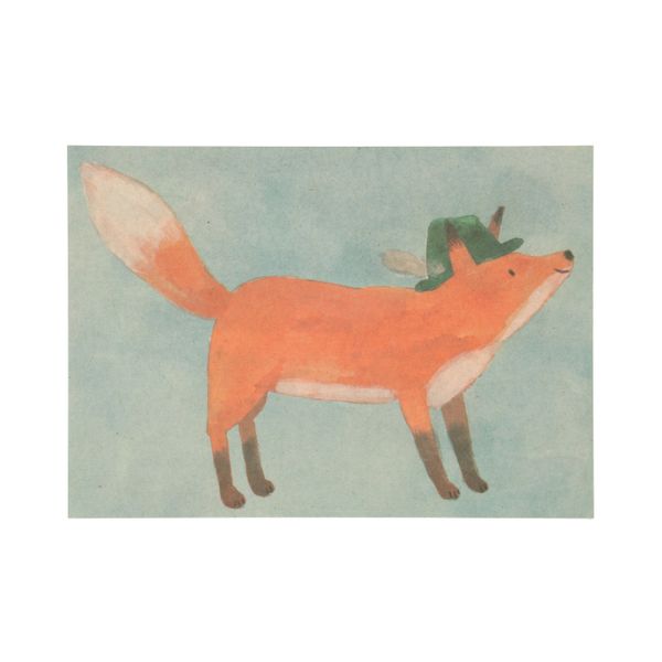 Carte, renard coiffé d'un chapeau Carte, renard coiffé d'un chapeau