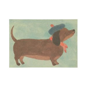 Card, dachshund in a beret