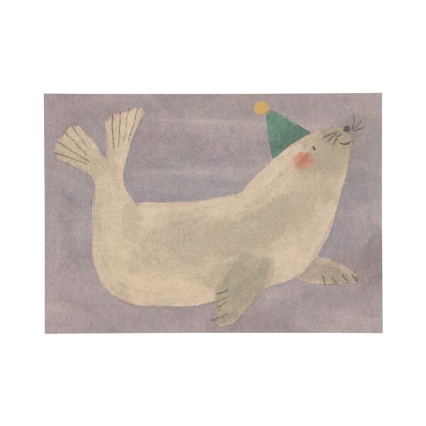 Carte, phoque avec chapeau de fête Carte, phoque avec chapeau de fête