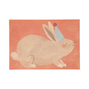 Carte, lapin avec chapeau de fête Carte, lapin avec chapeau de fête