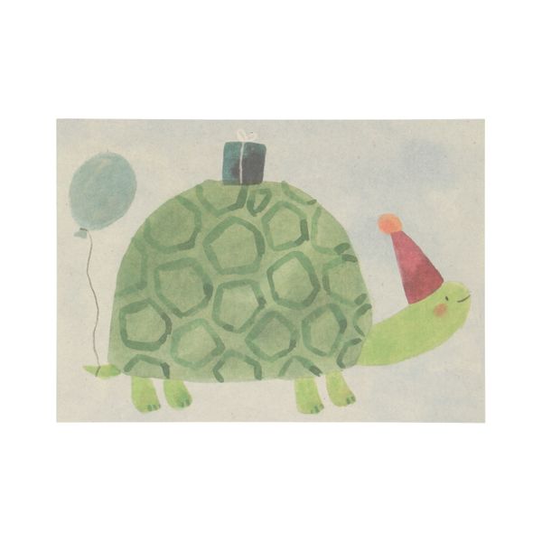 Card, tortoise in a party hat