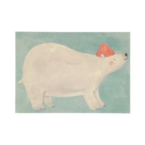 Card, polar bear in a woolly hat