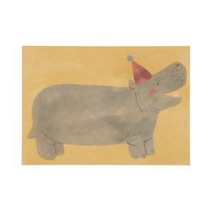 Carte, hippopotame avec chapeau de fête Carte, hippopotame avec chapeau de fête
