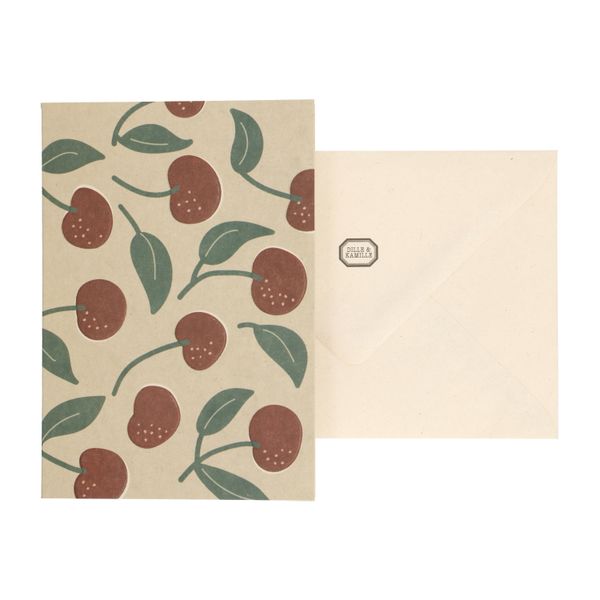 Carte et enveloppe, cerises Carte et enveloppe, cerises
