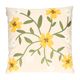 Coussin orné de fleurs brodées, coton bio, blanc cassé, 50 x 50 cm
