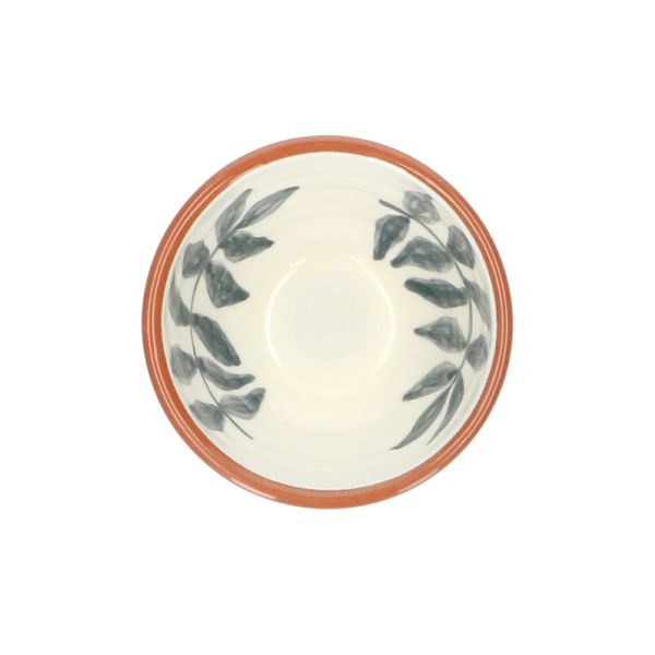 Bowl, terracotta, blue leaf, 9.5 x 5 cm