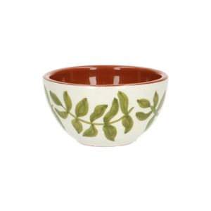Bowl, terracotta, green leaf, 9.5 X 5 cm