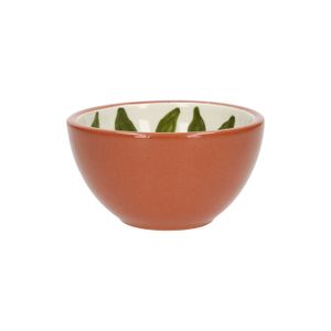 Bol, terre cuite, feuille verte, 9,5 x 5 cm Bol, terre cuite, feuille verte, 9,5 x 5 cm