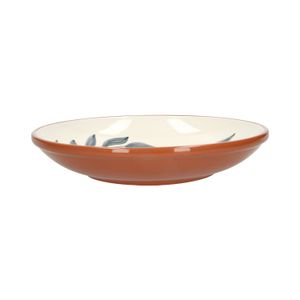 Bowl, terracotta, blue leaf, 28.5 x 5 cm