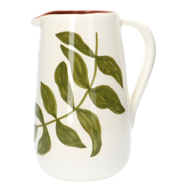 Kan, terracotta, groen blad, 12,5 x 21,5 cm