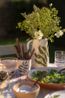 Beker, terracotta, groot blauw blad, 10 x 10 cm Beker, terracotta, groot blauw blad, 10 x 10 cm