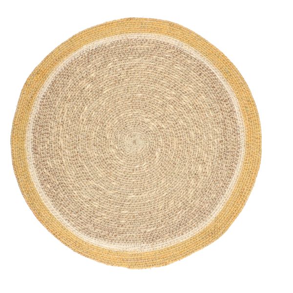 Placemat naturel, zeegras, gele rand,Ø38 cm