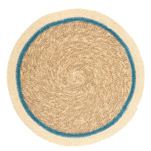 Placemat, seagrass, blue edge, Ø38 cm