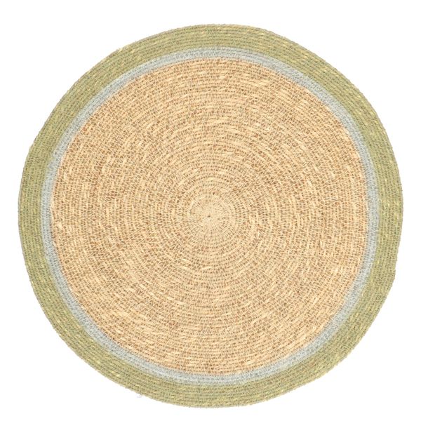 Placemat naturel, zeegras, groene rand,Ø38 cm