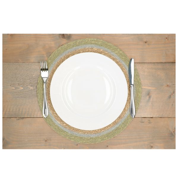Placemat, seagrass, green edge, Ø38 cm