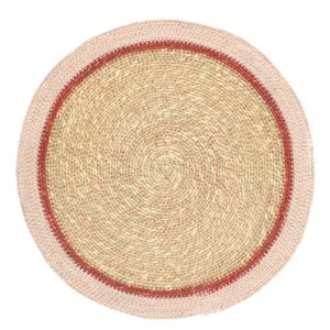 Placemat, seagrass, pink edge, Ø38 cm
