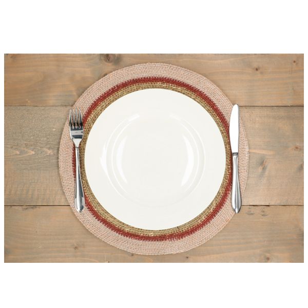 Placemat, seagrass, pink edge, Ø38 cm
