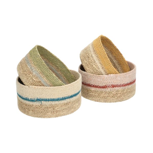 Basket, seagrass, green, Ø15 cm