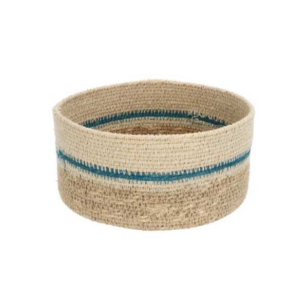Basket, seagrass, blue, Ø16 cm