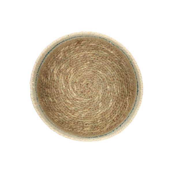 Basket, seagrass, blue, Ø16 cm