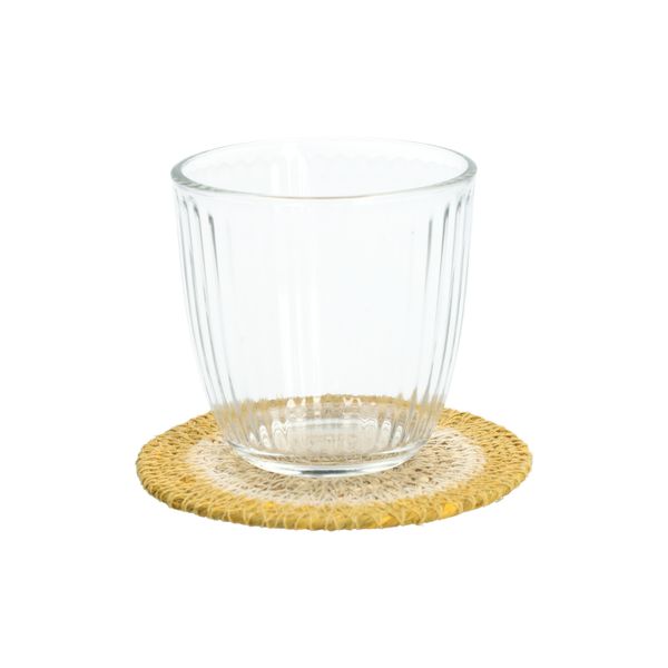 Coaster, seagrass, yellow rim 4