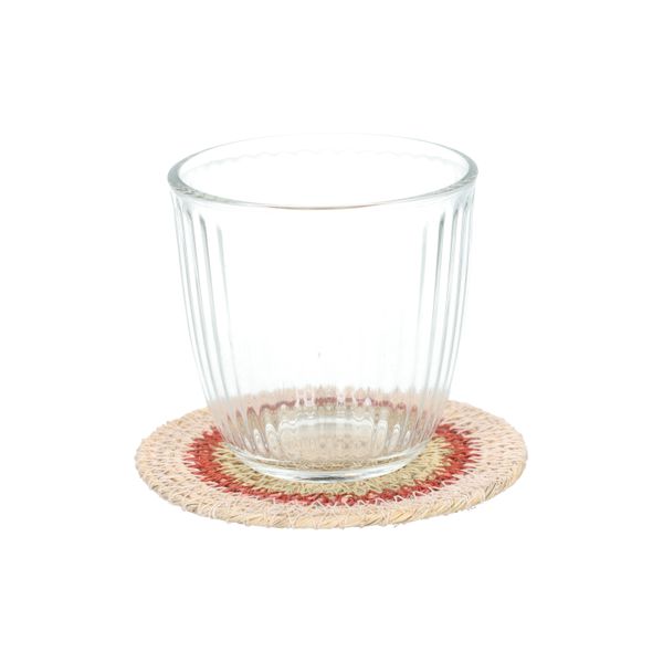 Coaster, seagrass, green rim, 4