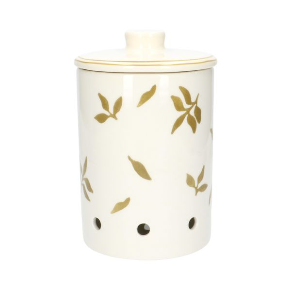 Uienpot, aardewerk, blaadjes,Ø14 X 25,5 cm