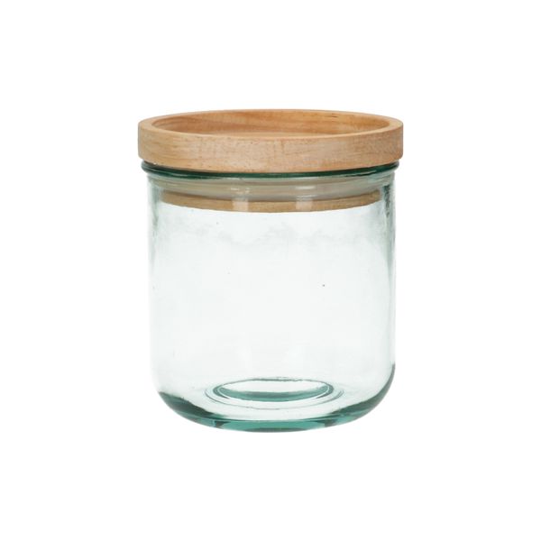 Voorraadpot met bamboe deksel, gerecycled glas, 350 ml