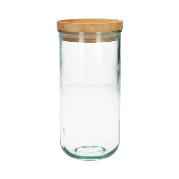 Voorraadpot met bamboe deksel, gerecycled glas, 820 ml