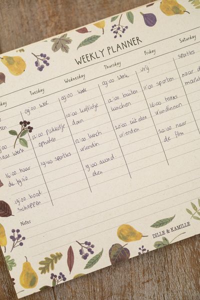 Weekplanner, papier, perenoogst, A5 Weekplanner, papier, perenoogst, A5