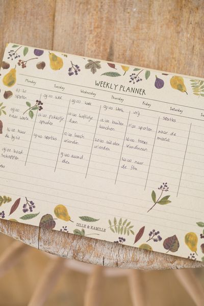 Weekplanner, papier, perenoogst, A5 Weekplanner, papier, perenoogst, A5