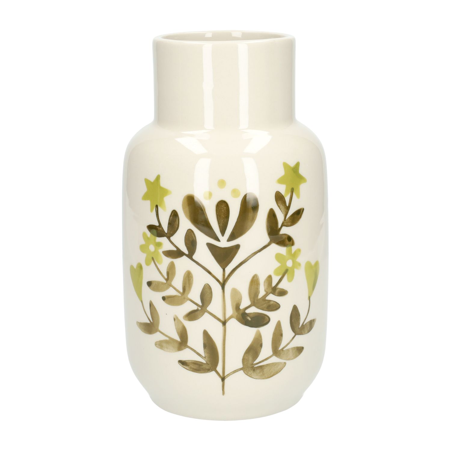 Green Hand-Painted Vase