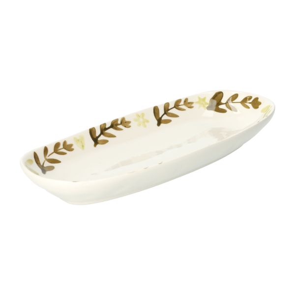 Schaal decoratief, steengoed, groen, 25 X 11.5 X 2.5 cm Schaal decoratief, steengoed, groen, 25 X 11.5 X 2.5 cm