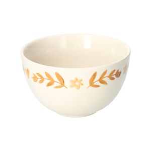 Kom, steengoed, gedecoreerd met takjes, oker, Ø13 x 7,5 cm Kom, steengoed, gedecoreerd met takjes, oker, Ø13 x 7,5 cm