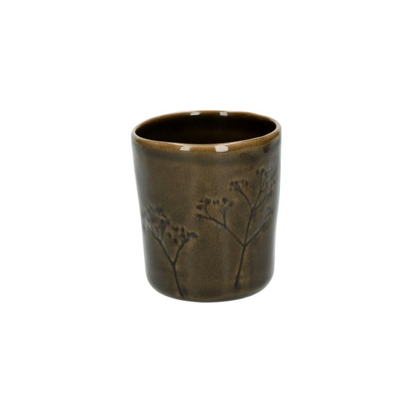 Beker, steengoed, donkergroen, Ø8 x 9,5 cm