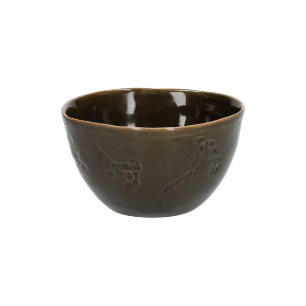 Kom, steengoed, donkergroen,Ø14 X 2 cm