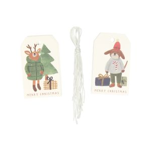Étiquettes cadeau, forêt d’hiver, papier, 10 pcs