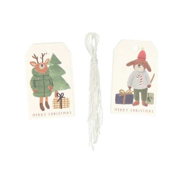 Cadeaulabels, winterbos, papier, 10 stuks