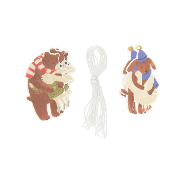 Cadeaulabels, papier, silhouet knuffelende dieren, 10 stuks