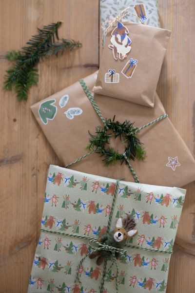 Geschenkanhänger, Papier, Silouette sich herzender Tiere, 10 Stück