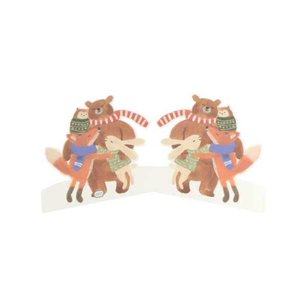 Kerstkaart met envelop, groepsknuffel dieren