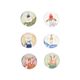 Magneten, glas, dieren, set van 6 stuks