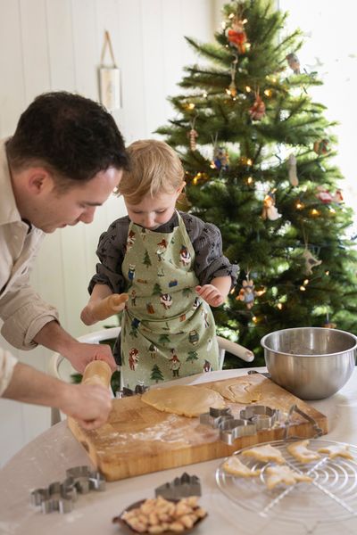 Tablier enfant, coton bio GOTS, forêt d'hiver Tablier enfant, coton bio GOTS, forêt d'hiver