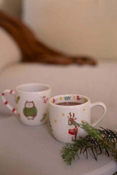 Mok, steengoed, dieren die knuffelen, Ø9 cm